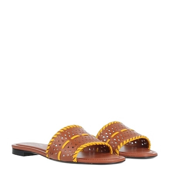 Auth TOD'S - Brown Dark yellow Leather Women's Sandals sz 6.5 - Picture 6 of 7